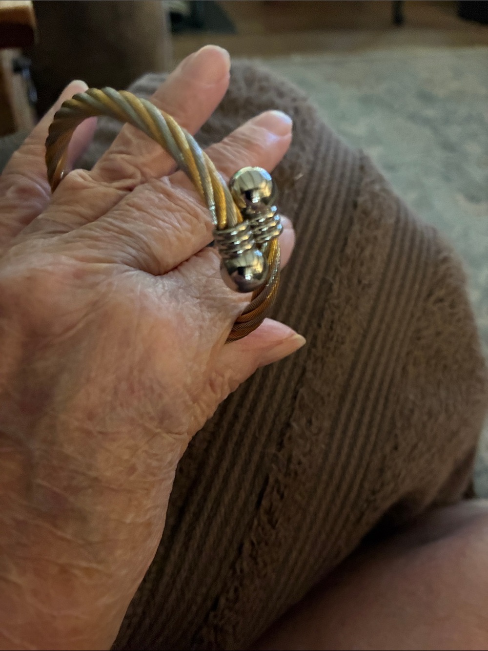 Twist Cable Cuff Bracelet in Two-Tone Gold and Silver